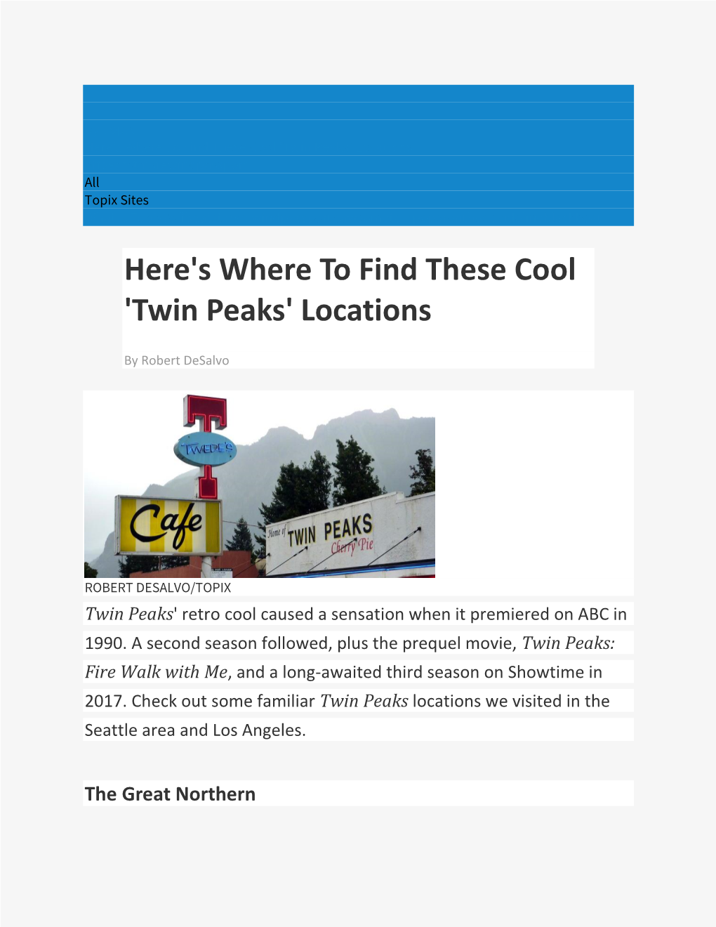 Here's Where to Find These Cool 'Twin Peaks' Locations