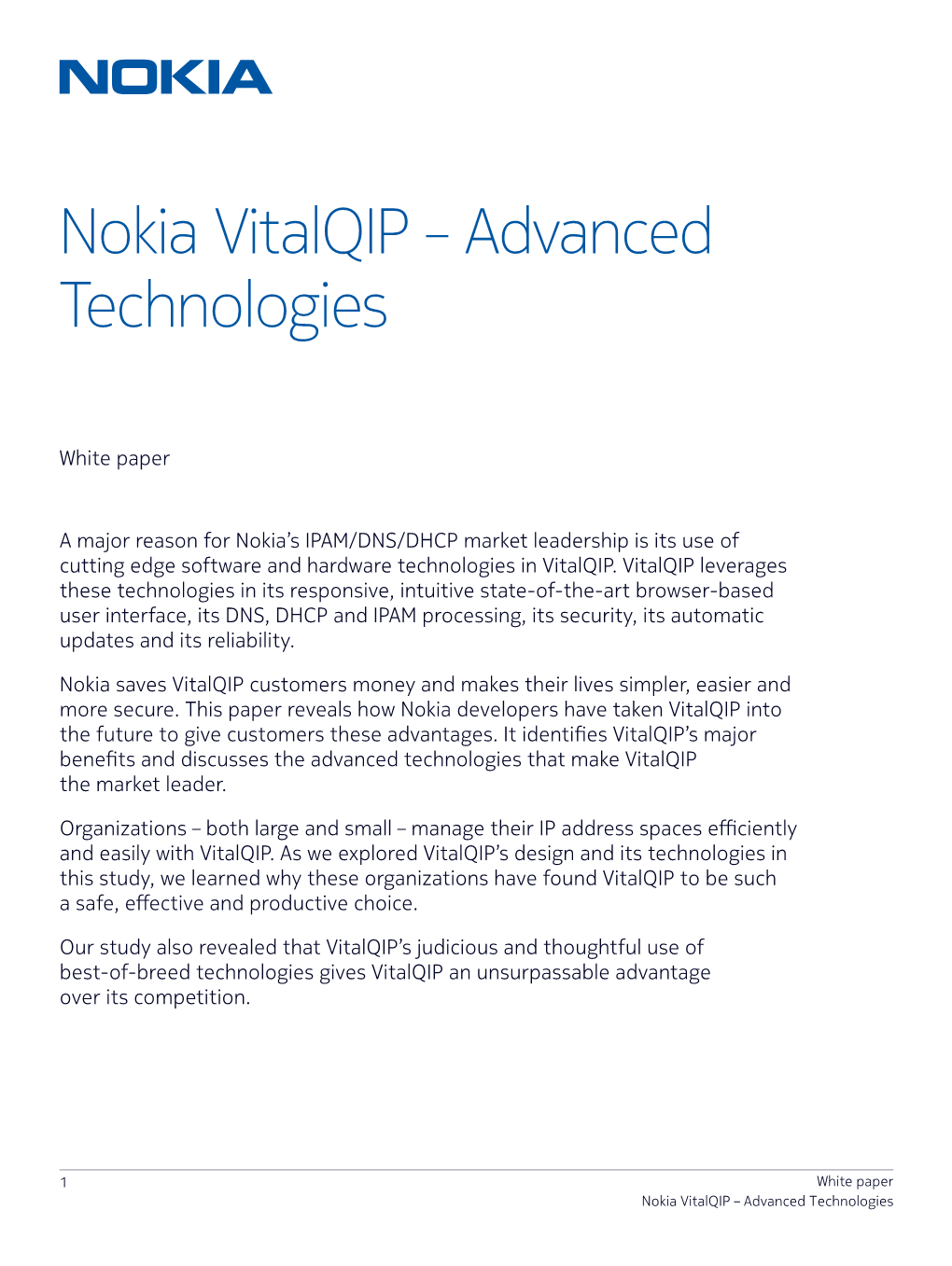 Nokia Vitalqip – Advanced Technologies