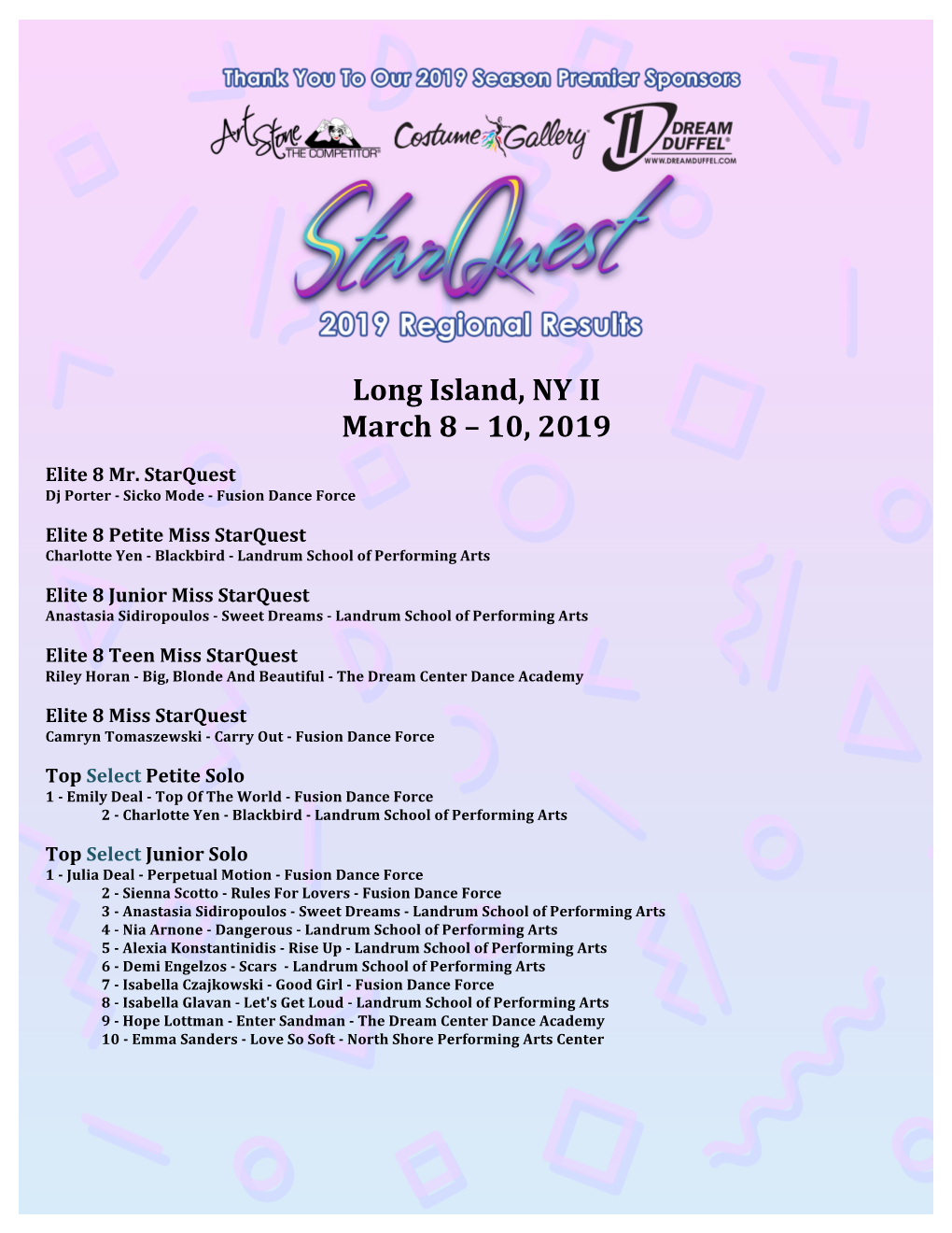 2019 Long Island, NY II Results