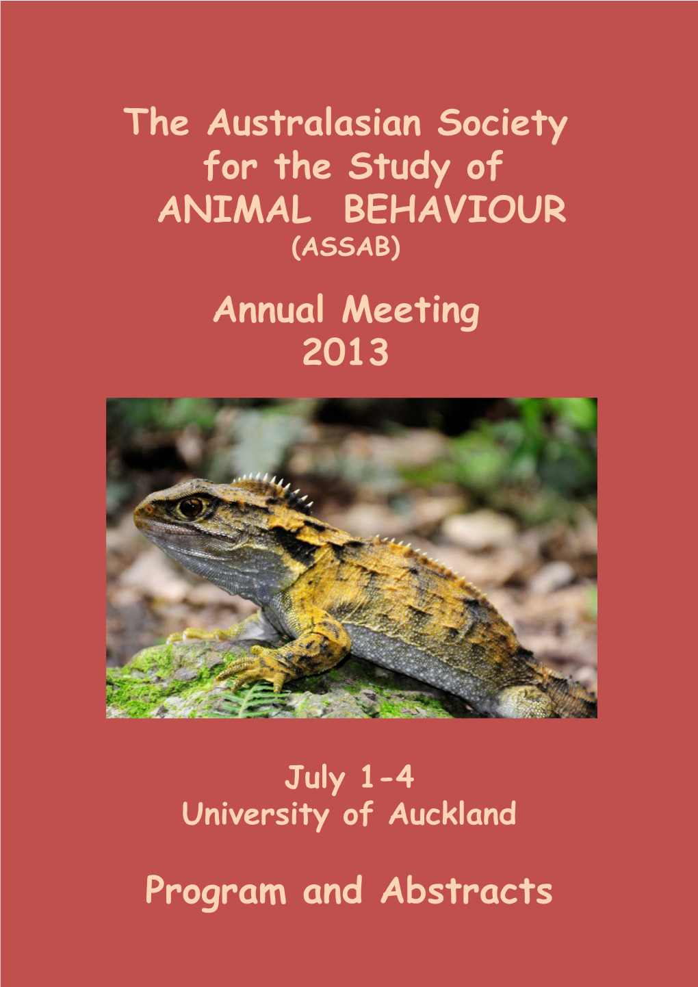 The Australasian Society for the Study of ANIMAL BEHAVIOUR Annual
