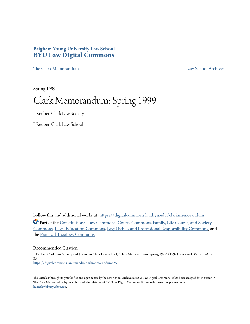 Clark Memorandum: Spring 1999 J