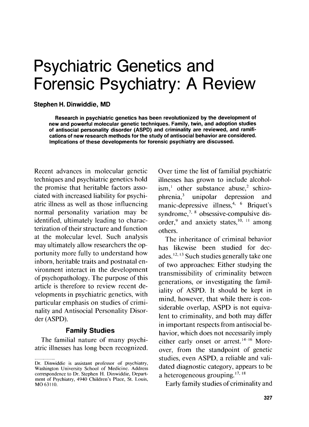 Psychiatric Genetics and Forensic Psychiatry: a Review