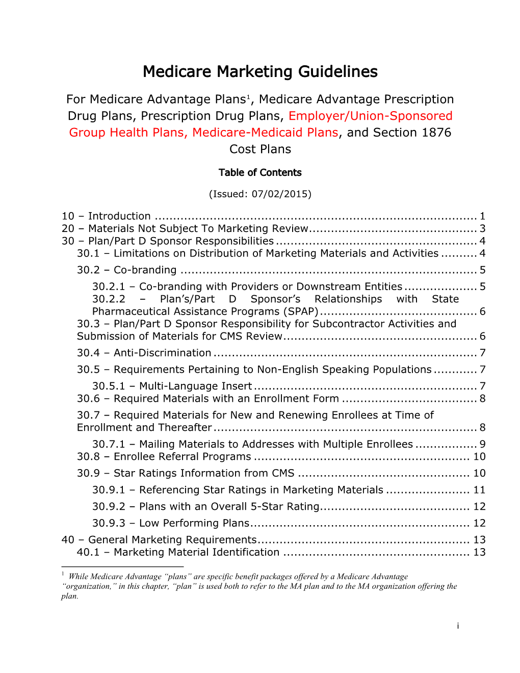 Medicare Marketing Guidelines