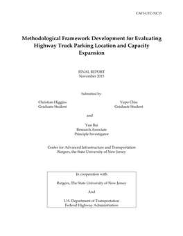 Methodological Framework Development for Evaluating Highway Truck Parking Location and Capacity Expansion