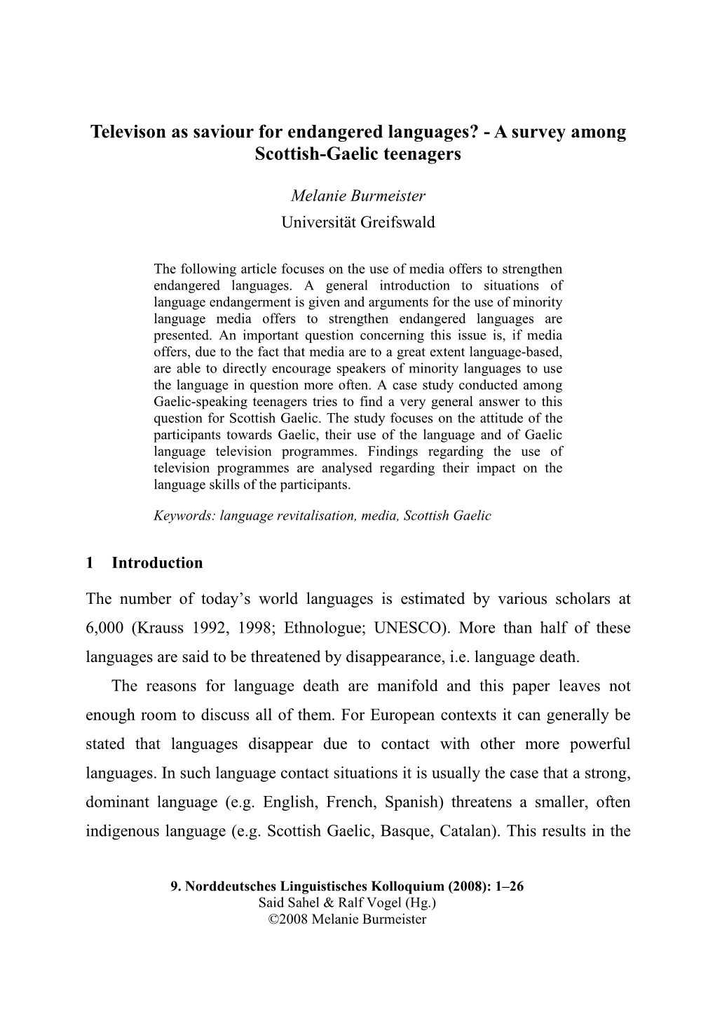 A Survey Among Scottish-Gaelic Teenagers