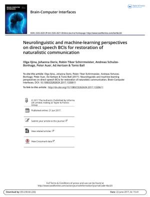 Neurolinguistic and Machine-Learning Perspectives on Direct Speech Bcis for Restoration of Naturalistic Communication