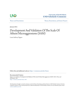 Development and Validation of the Scale of Atheist Microaggressions (Sam)