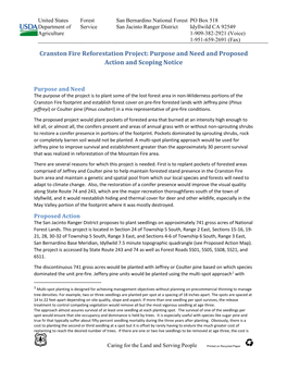 Cranston Fire Reforestation Project: Purpose and Need and Proposed Action and Scoping Notice