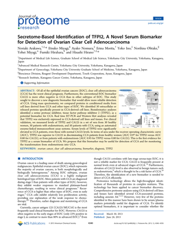 Secretome-Based Identification of TFPI2, a Novel Serum Biomarker