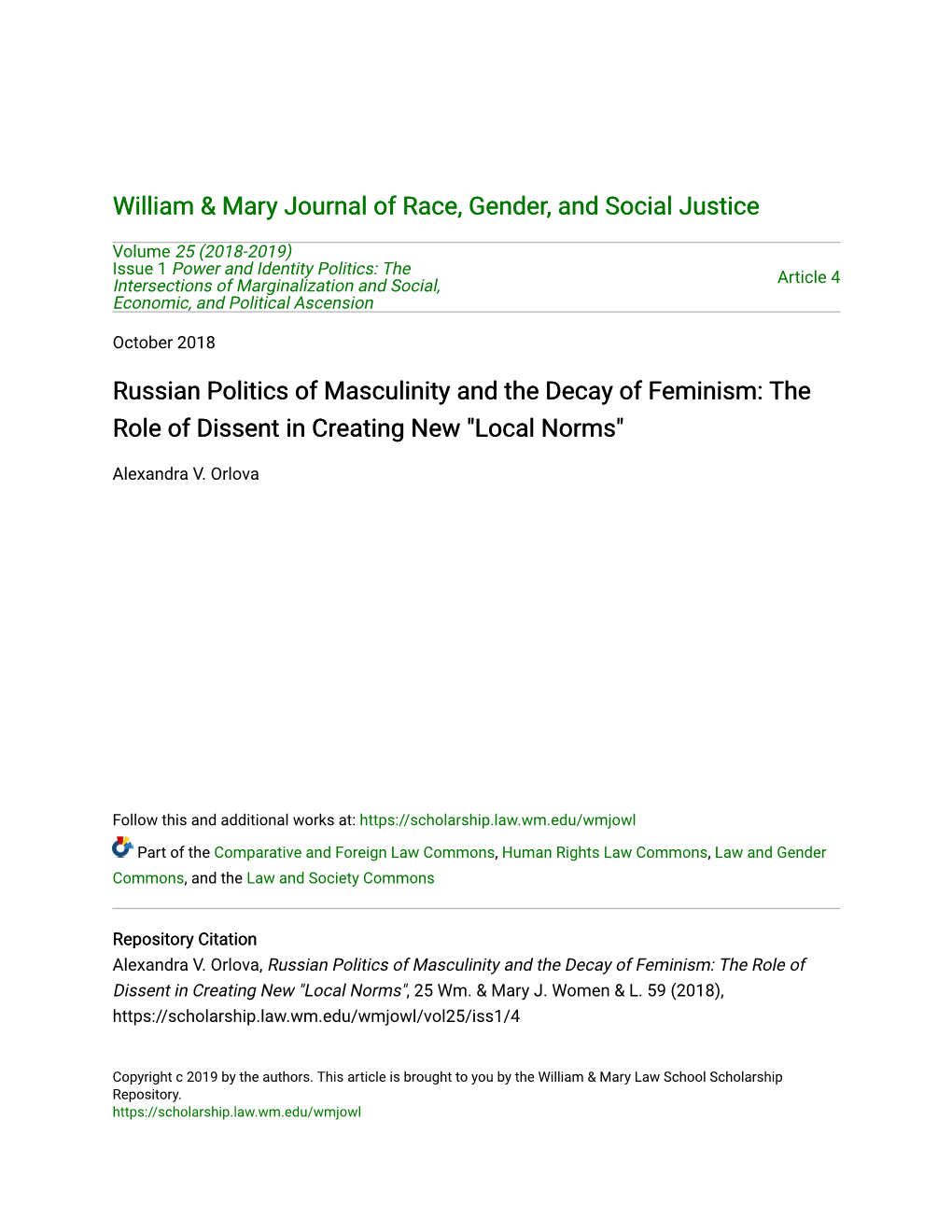 Russian Politics of Masculinity and the Decay of Feminism: the Role of Dissent in Creating New 