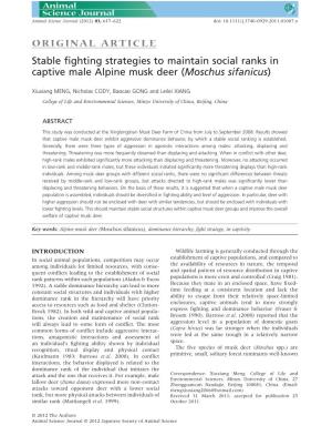 Stable Fighting Strategies to Maintain Social Ranks in Captive Male Alpine