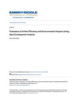 Evaluation of Airline Efficiency and Environmental Impacts Using Data Envelopment Analysis