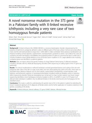 A Novel Nonsense Mutation in the STS Gene in A