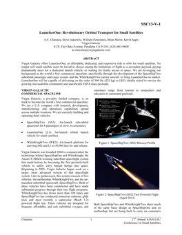 Launcherone: Revolutionary Orbital Transport for Small Satellites