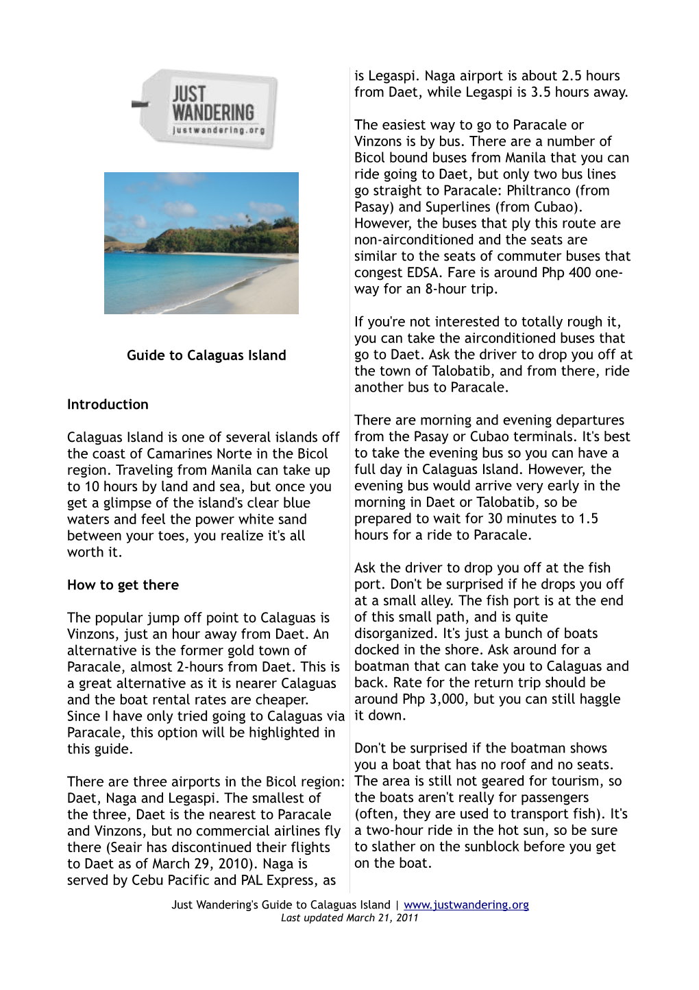 Guide to Calaguas Island Introduction Calaguas Island Is One of Several