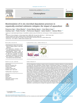 Biostimulation of in Situ Microbial Degradation Processes in Organically-Enriched Sediments Mitigates the Impact of Aquaculture