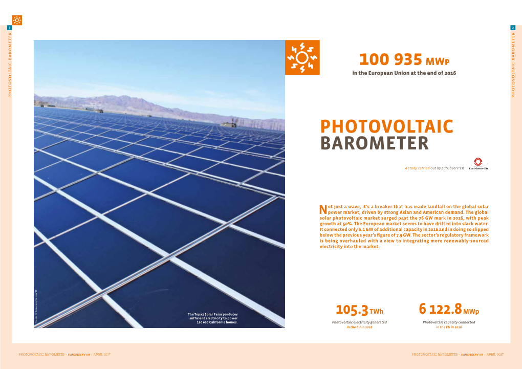 Photovoltaic Barometerphotovoltaic Barometerphotovoltaic