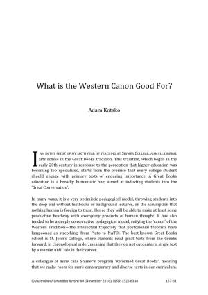 What Is the Western Canon Good For?