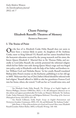 Chaste Painting: Elizabeth Russell's Theatres of Memory