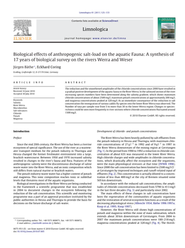 Biological Effects of Anthropogenic Salt-Load on the Aquatic Fauna: a Synthesis of 17 Years of Biological Survey on the Rivers Werra and Weser