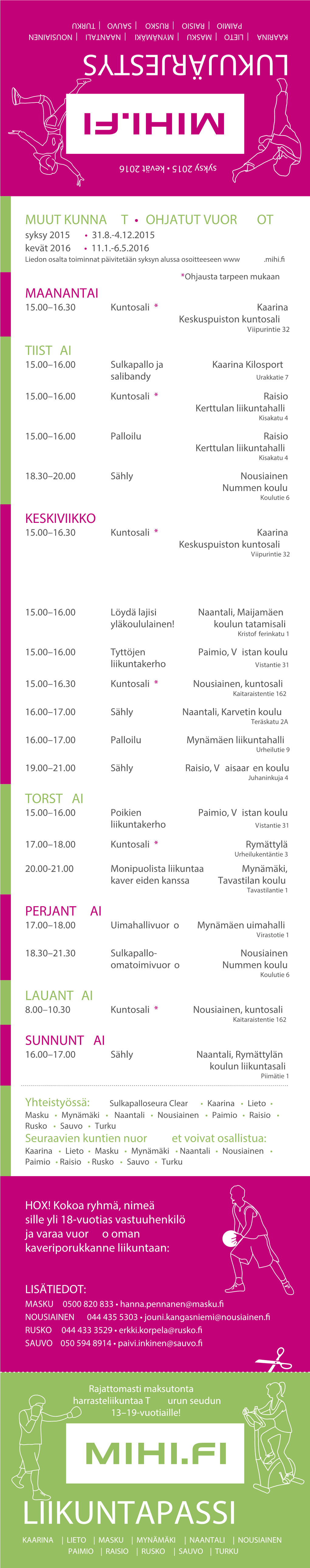 LUKUJÄRJESTYS Syksy 2015 • Kevät 2016 Kevät • 2015 Syksy