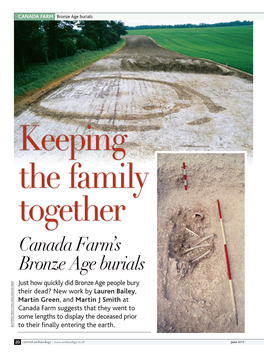 Canada Farm's Bronze Age Burials