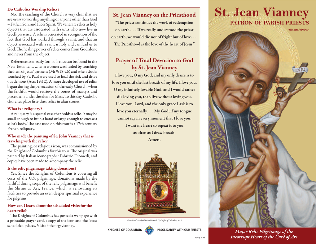 St. Jean Vianney Relic Pilgrimage Trifold