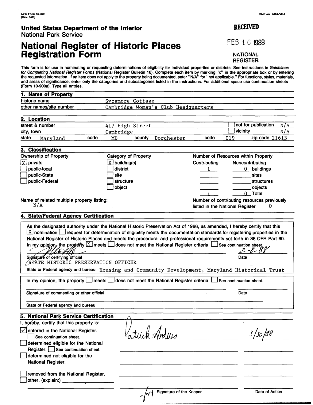 National Register of Historic Places Continuation Sheet