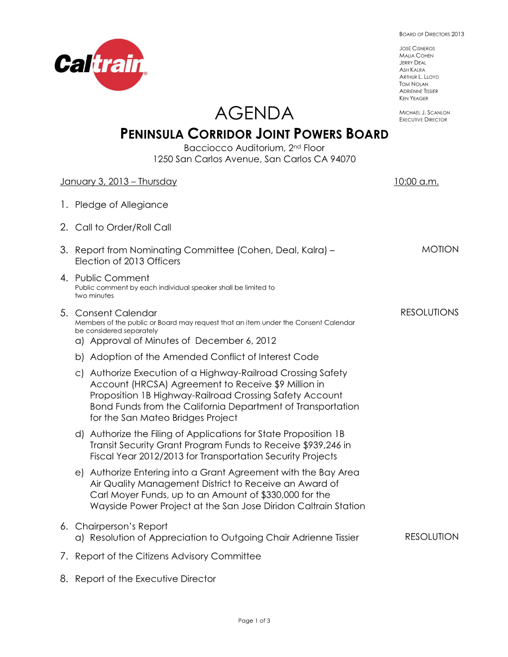 Agenda Executive Director