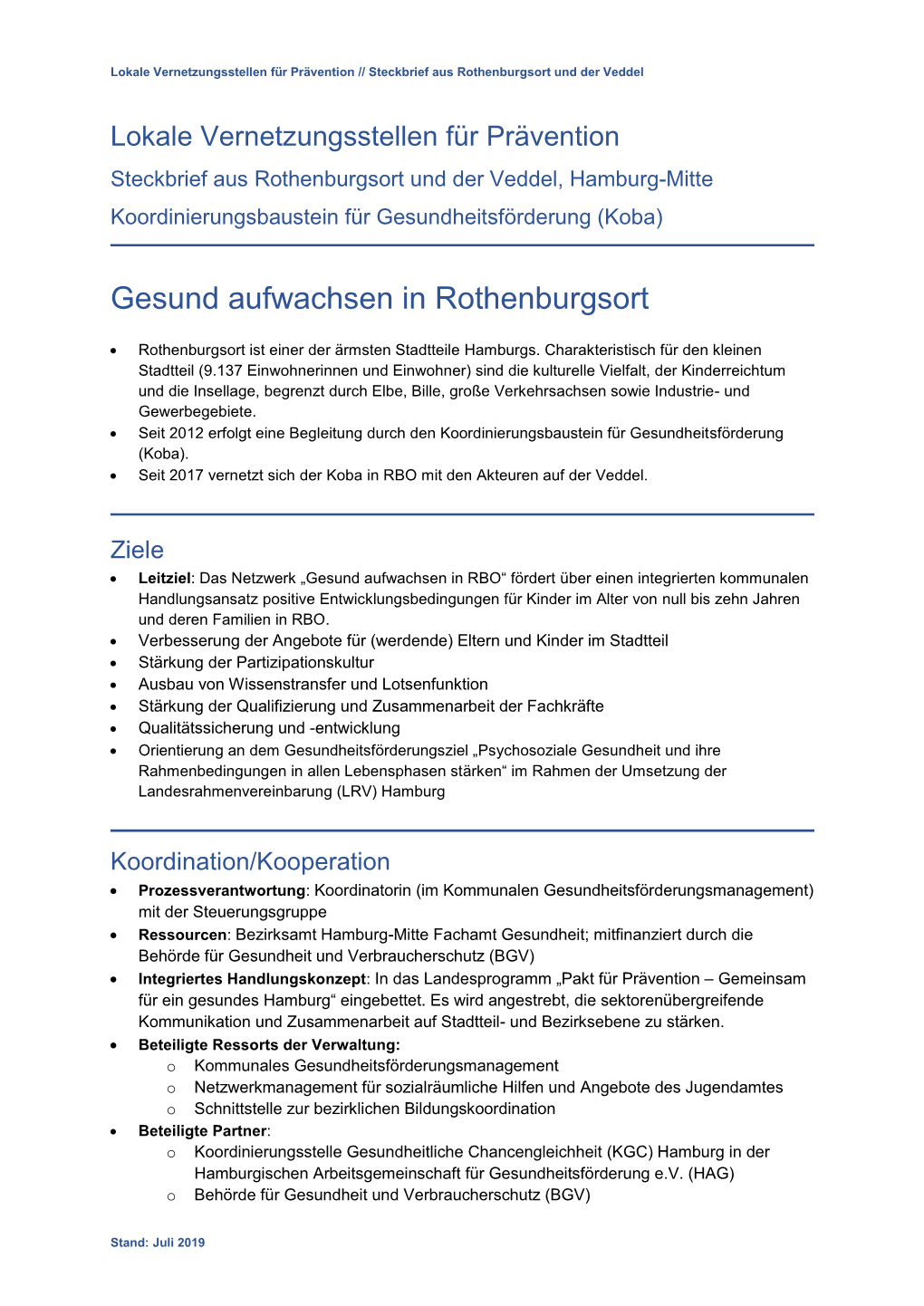 Gesund Aufwachsen in Rothenburgsort