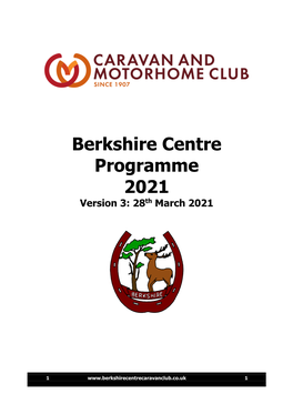 Berkshire Centre Programme 2021 Version 3: 28Th March 2021