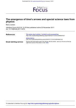 The Emergence of Time's Arrow and the Special Science Laws From