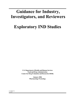 Guidance for Industry, Investigators, and Reviewers: Exploratory IND