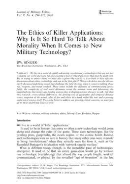 The Ethics of Killer Applications: Why Is It So Hard to Talk About Morality When It Comes to New Military Technology?