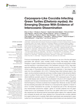 Caryospora-Like Coccidia Infecting Green Turtles (Chelonia Mydas): an Emerging Disease with Evidence of Interoceanic Dissemination