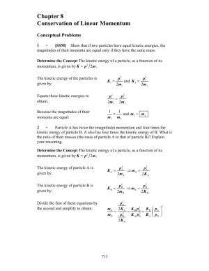 Chapter 8 Conservation of Linear Momentum