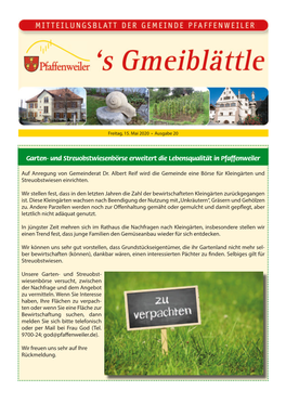 Und Streuobstwiesenbörse Erweitert Die Lebensqualität in Pfaffenweiler