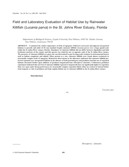 Field and Laboratory Evaluation of Habitat Use by Rainwater Killifish