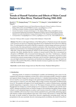 Trends of Runoff Variation and Effects of Main Causal Factors in Mun