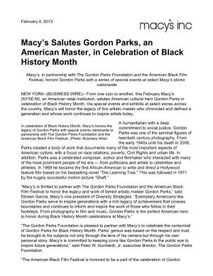 Macy's Salutes Gordon Parks, an American Master, in Celebration of Black History Month