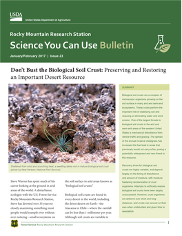 Don't Bust the Biological Soil Crust