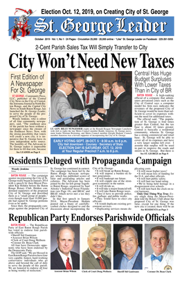 St. George Leader on Facebook • 225-261-5055 2-Cent Parish Sales Tax Will Simply Transfer to City