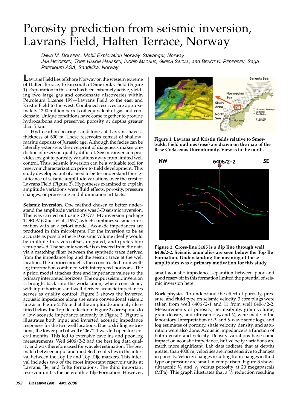 Porosity Prediction from Seismic Inversion, Lavrans Field, Halten Terrace, Norway