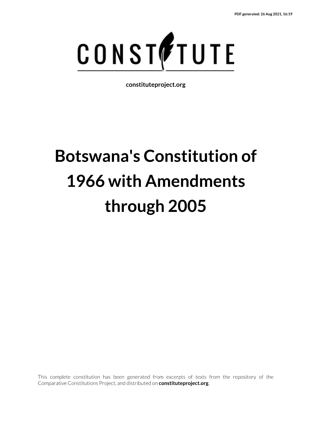 Botswana's Constitution of 1966 with Amendments Through 2005