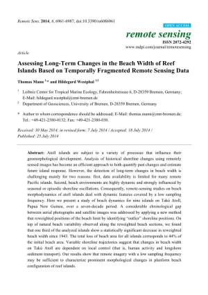 Assessing Long-Term Changes in the Beach Width of Reef Islands Based on Temporally Fragmented Remote Sensing Data