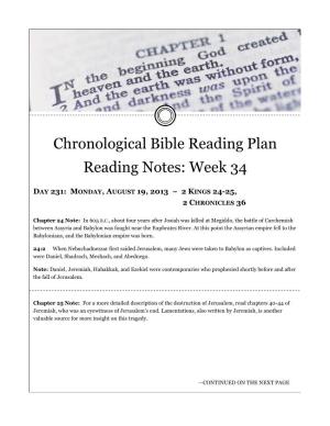 Chronological Bible Reading Plan Reading Notes: Week 34