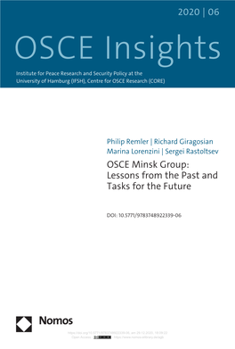 OSCE Insights Institute for Peace Research and Security Policy at the University of Hamburg (IFSH), Centre for OSCE Research (CORE)