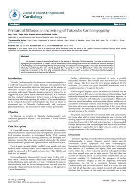 Pericardial Effusion in the Setting of Takosubo Cardiomyopathy
