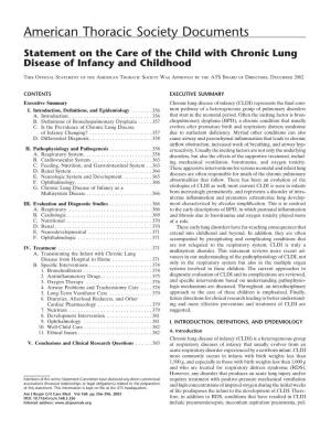 Statement on the Care of the Child with Chronic Lung Disease of Infancy and Childhood