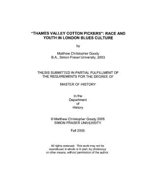 Thames Valley Cotton Pickers": Race and Youth in London Blues Culture